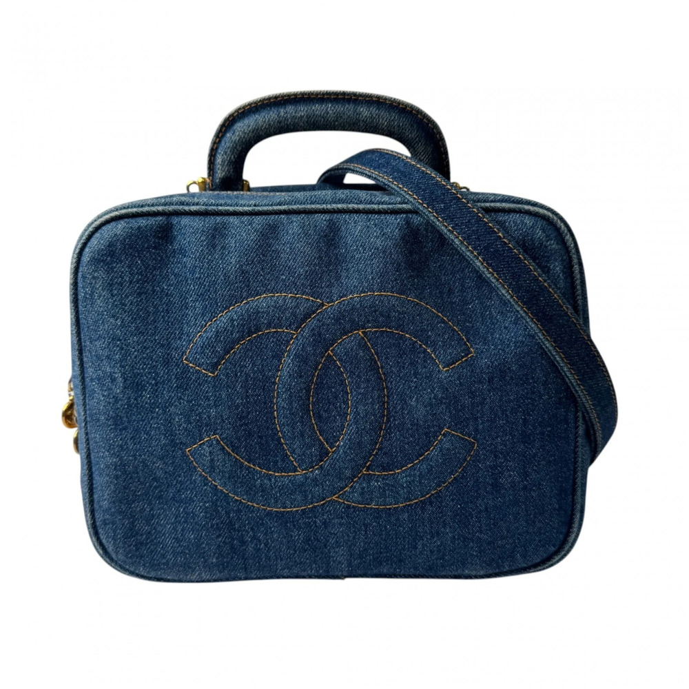 Chanel denim vanity bag, 2-way shoulder model number 4, crossbody for women.